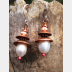 Fresh water white pearl and copper dangle earrings