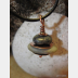 Om rock cairn stacked stone beach rock pendant with copper