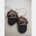 Natural beach stone and copper Om rock earrings