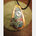 Recycled tin copper pendant with butterfly, gear, heart
