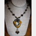 Brown jasper swirling pendant with a sterling and tigereye beaded chain