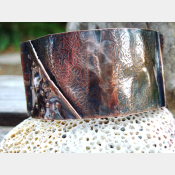 Textured fold form copper organic tribal cuff bracelet