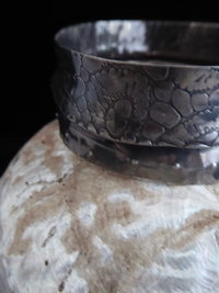 Primitive Tribal German Silver Fold Form Cuff Bracelet