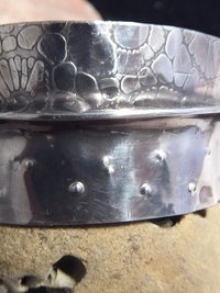 Primitive Tribal German Silver Fold Form Cuff Bracelet