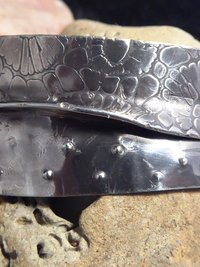 Primitive Tribal German Silver Fold Form Cuff Bracelet