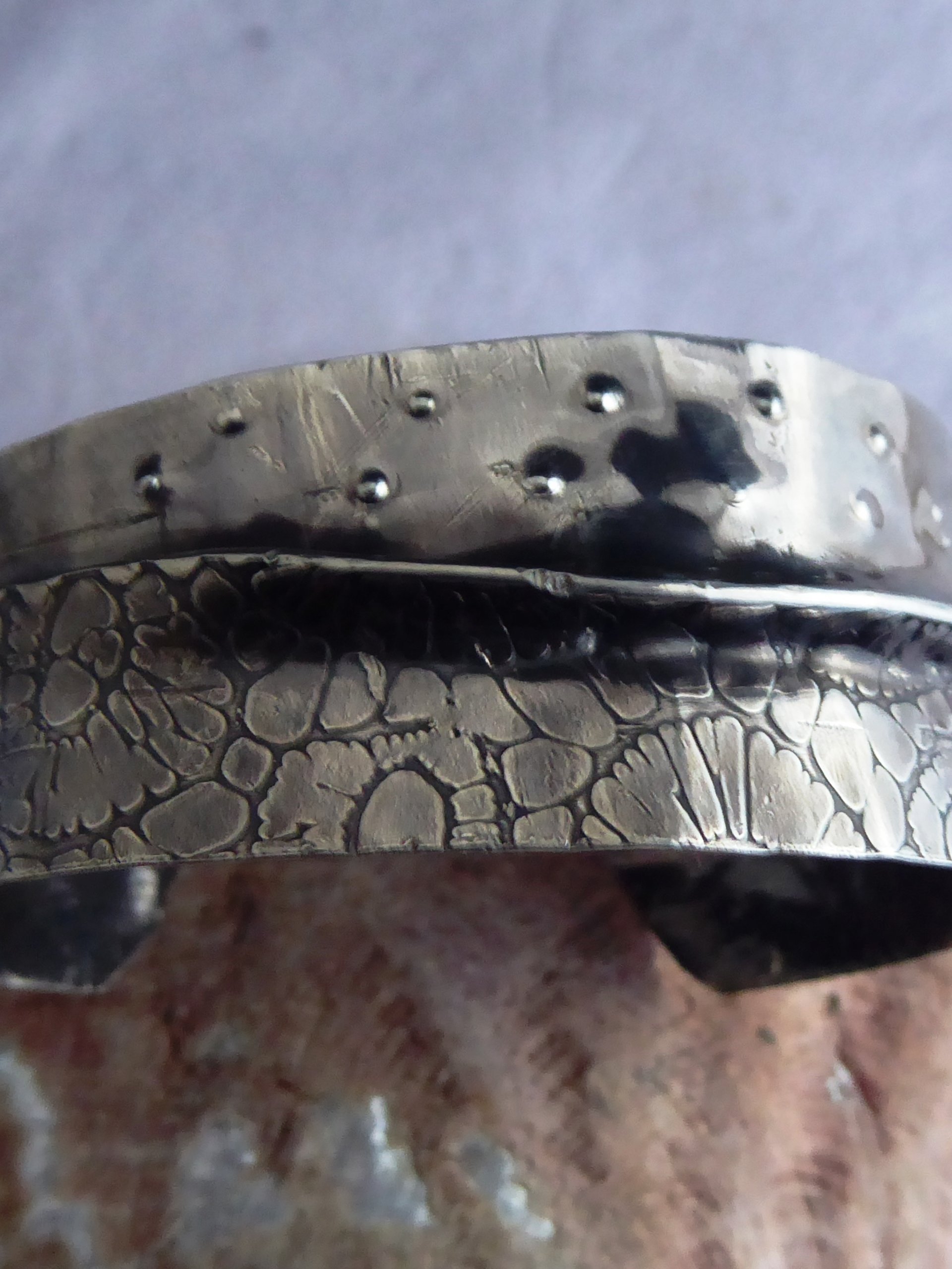 Primitive Tribal German Silver Fold Form Cuff Bracelet