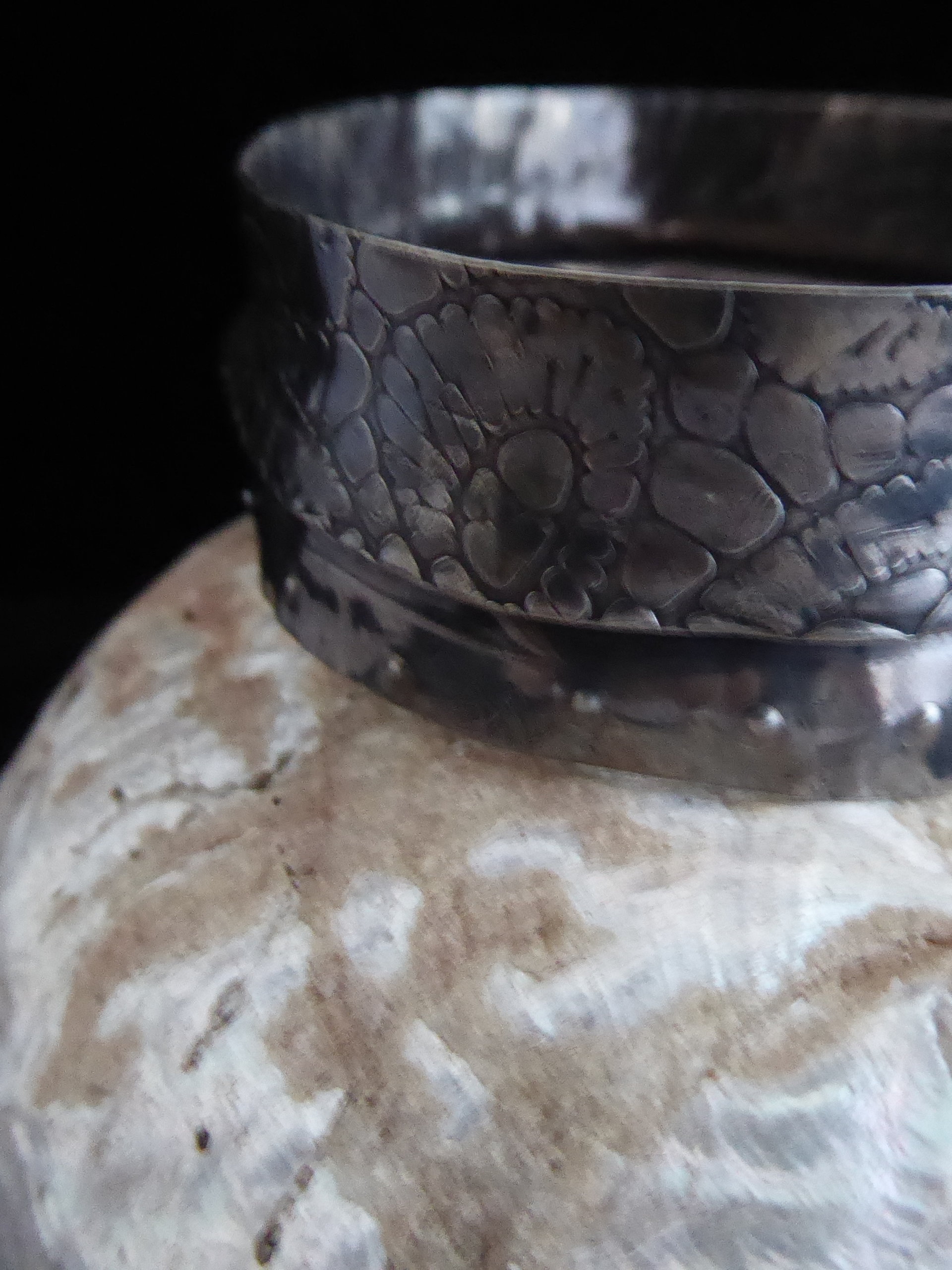 Primitive Tribal German Silver Fold Form Cuff Bracelet