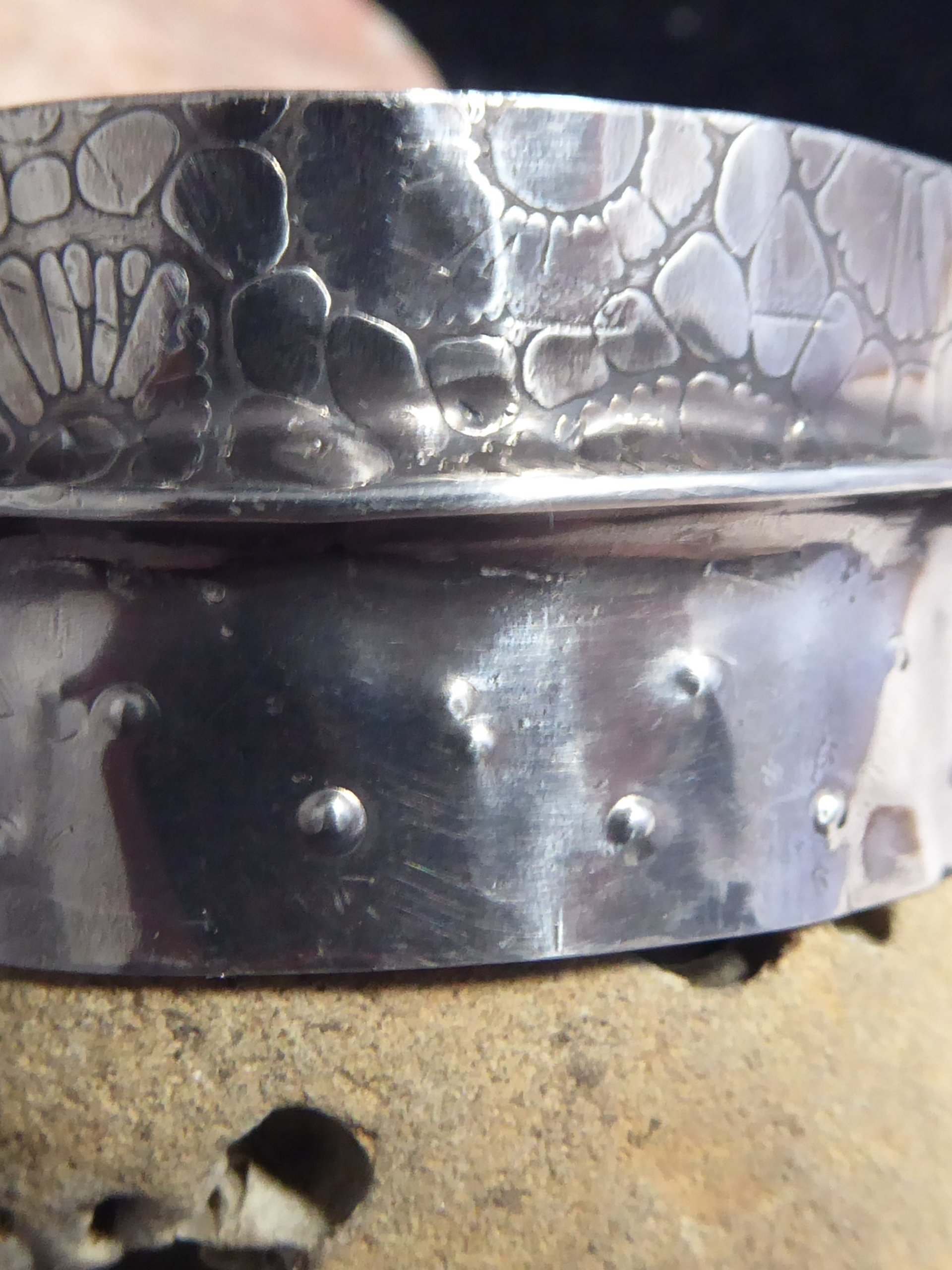 Primitive Tribal German Silver Fold Form Cuff Bracelet