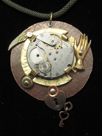 Steampunk pendant watchwork reArt pendant