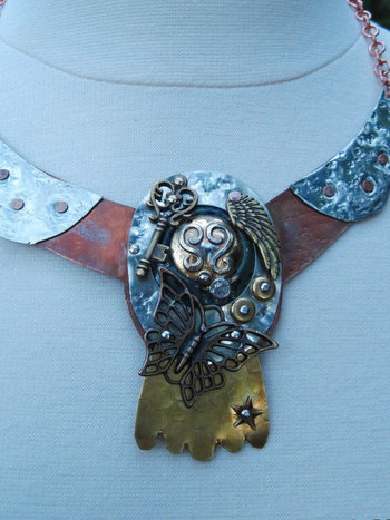 mixed metal art neck piece