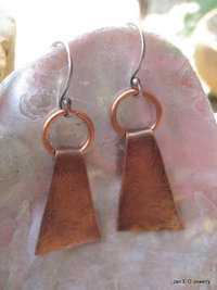 Etched copper primitive dangle earrings