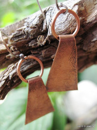 Etched copper primitive dangle earrings