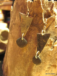 Om natural stone German silver beach rock dangle earrings