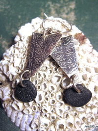 Om natural stone German silver beach rock dangle earrings