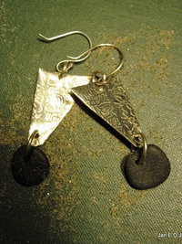 Om natural stone German silver beach rock dangle earrings