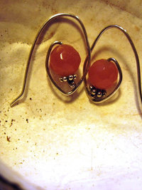 Rose quartz sterling silver hoop