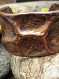 Wide Tribal Air Chased Copper Cuff Bracelet Forged