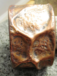 Wide Tribal Air Chased Copper Cuff Bracelet Forged