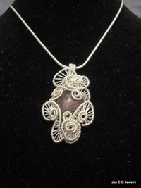 Handmade wire wrap Jasper gemstone cabochon pendant one of a kind jewelry