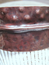 Copper textured fold form organic tribal cuff