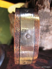 Mixed metal German silver and copper healing textured zen design cuff