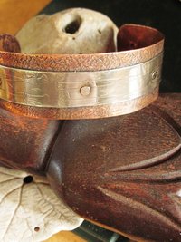 Mixed metal German silver and copper healing textured zen design cuff