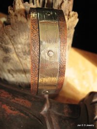 Mixed metal German silver and copper healing textured zen design cuff