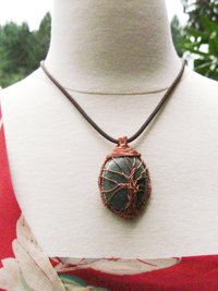 Aventurine and copper tree of life wire wrap pendant