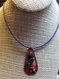 Hamsa amulet Hand of Fatima recycled tin mixed metal spiritual pendant bird in
