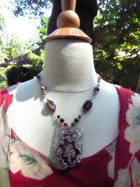 Big bold and sassy Tiger's Eye Tree of "Fir"giveness Statement Necklace