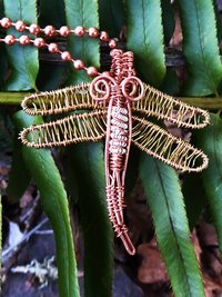 Handmade wire wrap nugold winged dragonfly pendant- Insight