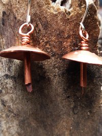 Fabulous fungi copper mushroom earrings