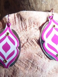 Recycled Tin Retro 60's look Dangle Earrings