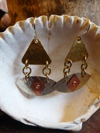 All Seeing Eye dangle earrings in mixed metals