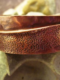 Copper forged fold form wide bracelet