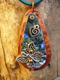 Mixed metal tin and copper butterfly Trashy Tinsel pendant