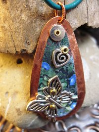 Mixed metal tin and copper butterfly Trashy Tinsel pendant