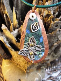 Mixed metal tin and copper butterfly Trashy Tinsel pendant