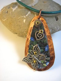 Mixed metal tin and copper butterfly Trashy Tinsel pendant