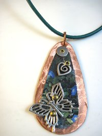 Mixed metal tin and copper butterfly Trashy Tinsel pendant