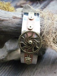 Mixed metal steampunk unisex cuff