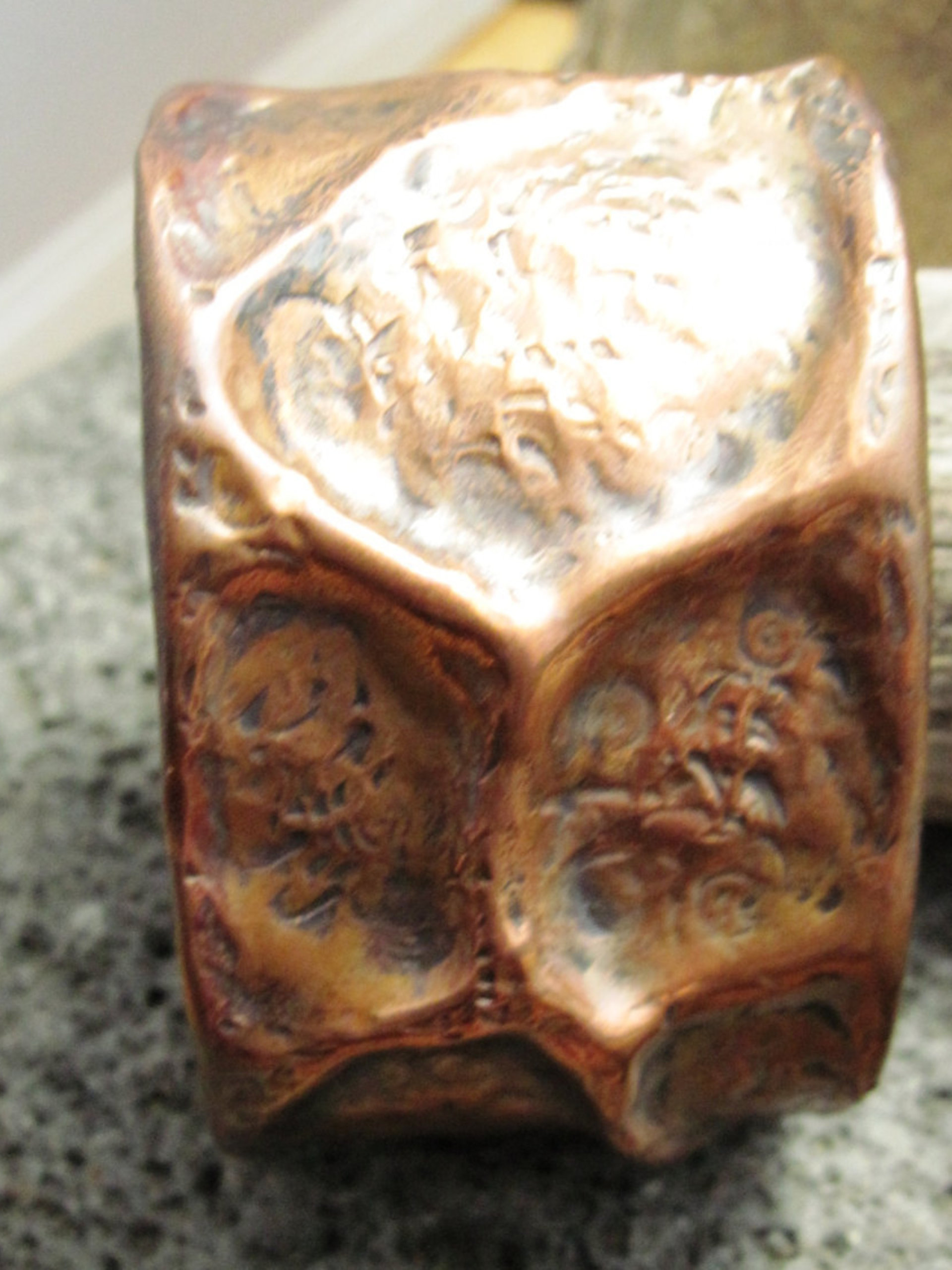 Wide Tribal Air Chased Copper Cuff Bracelet Forged