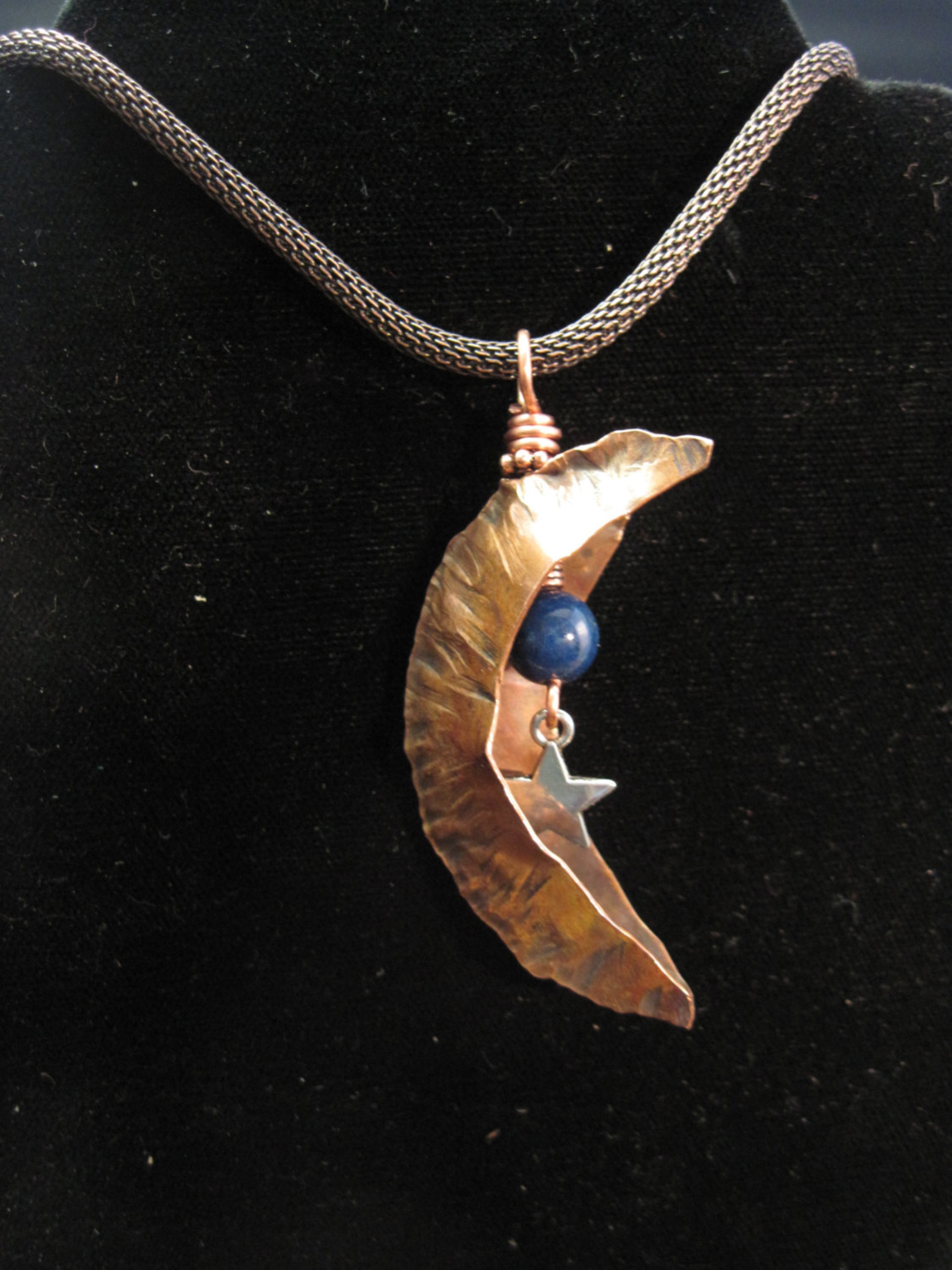 moon gemstone copper pendant