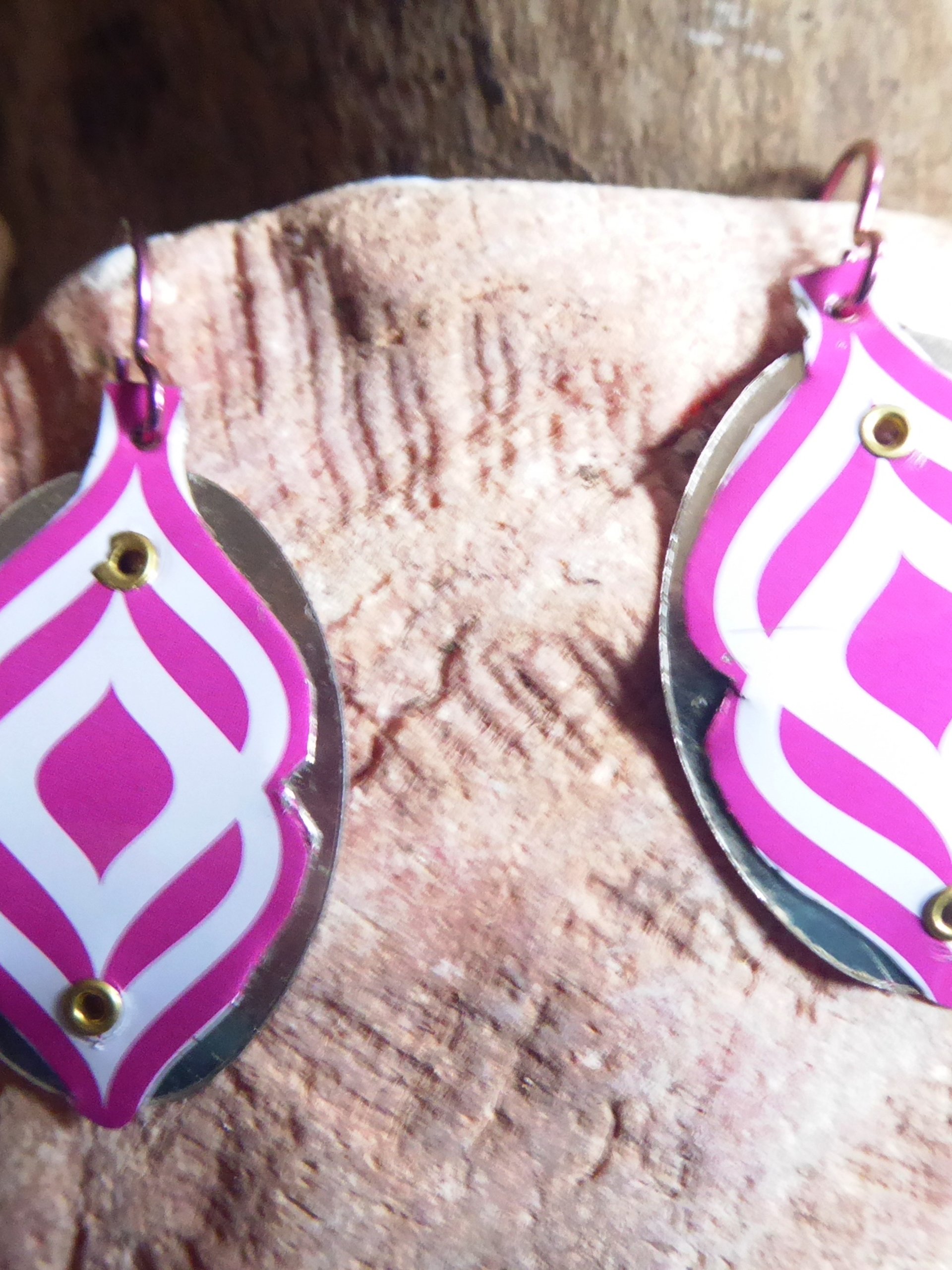 Recycled Tin Retro 60's look Dangle Earrings