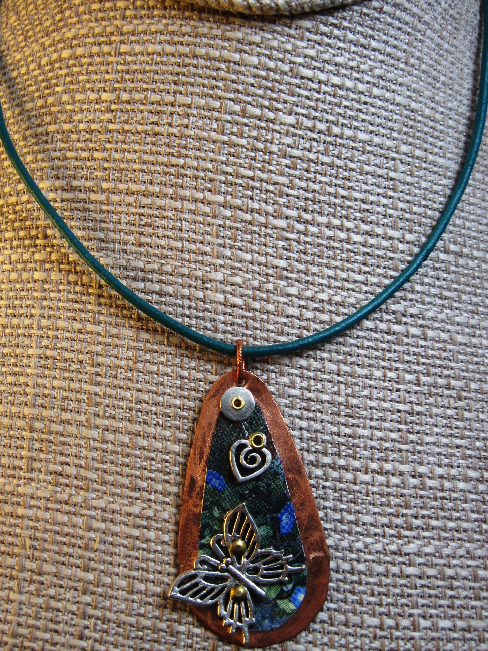 Mixed metal tin and copper butterfly Trashy Tinsel pendant
