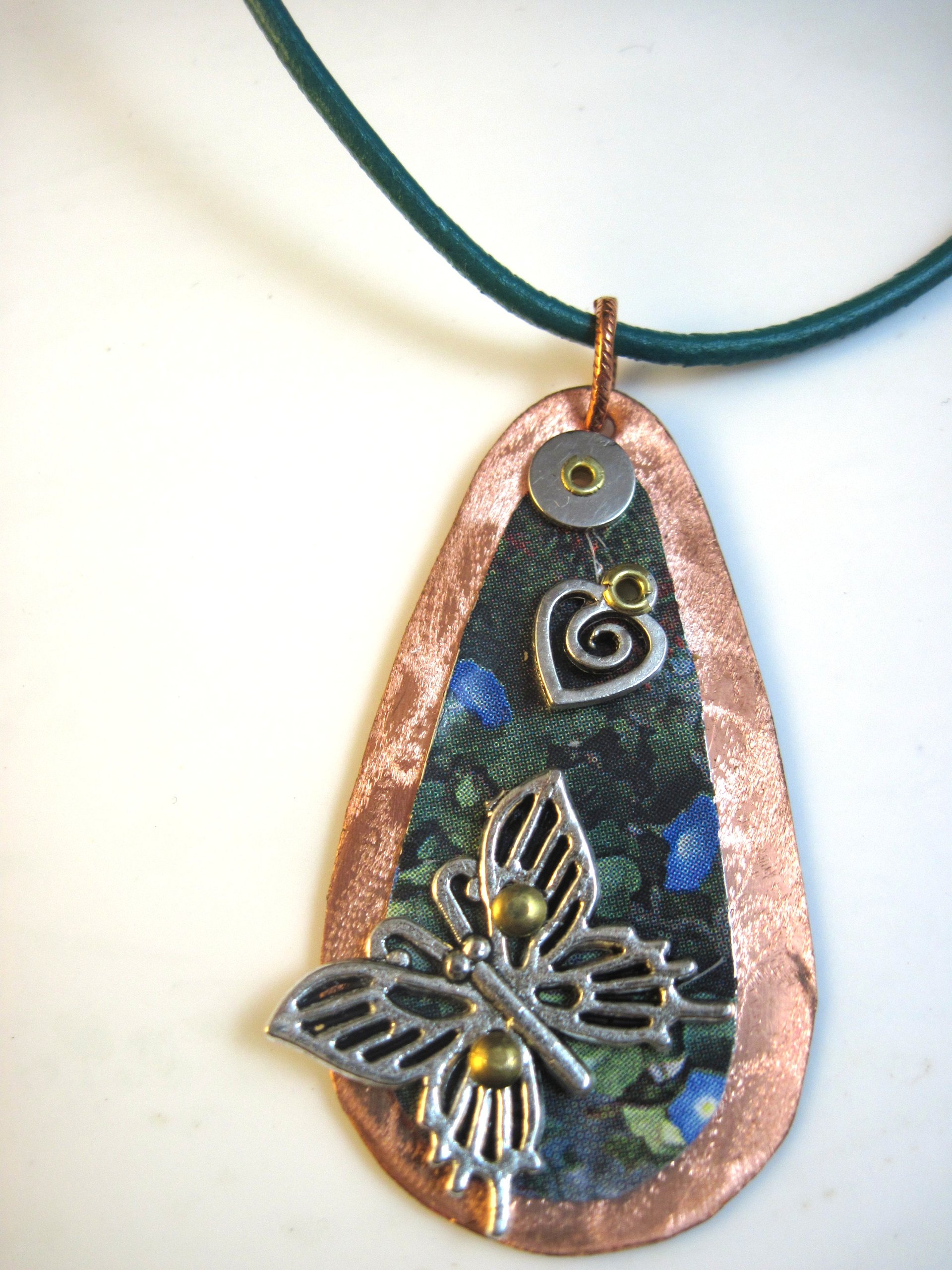Mixed metal tin and copper butterfly Trashy Tinsel pendant