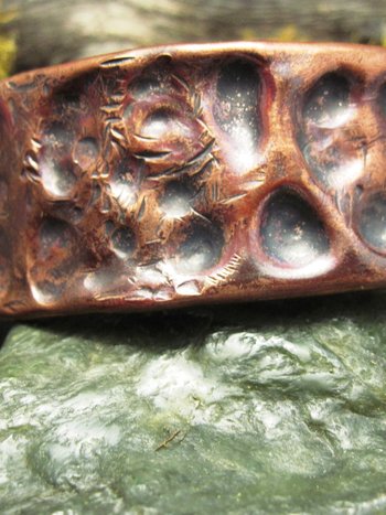 Tribal fold form copper cuff bracelet