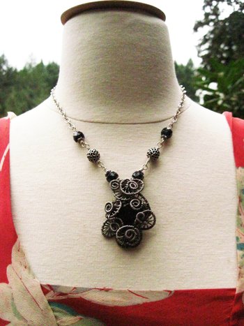 Black Onyx Cabochon  Sterling Silver Wire Wrap Cabochon- Mirror to the Soul
